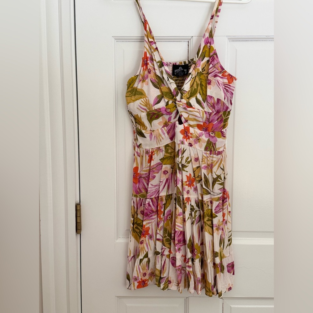 Angie: Twist- Front Floral Dress